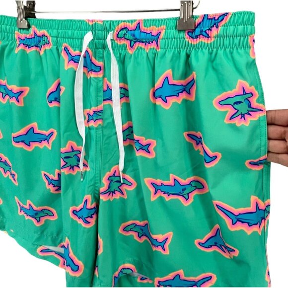 Chubbies Swim Trunks Mens XL Teal Shark Apex Classic Swim Shorts Stretch 5.5" - Picture 5 of 12